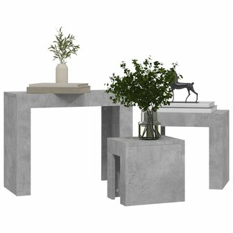 3-delige Tafeltjesset bewerkt hout betongrijs 8