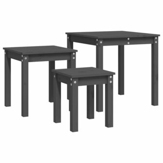 Tafeltjesset 3 st massief grenenhout grijs 6