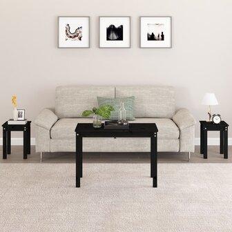 Tafeltjesset 3 st massief grenenhout zwart 1