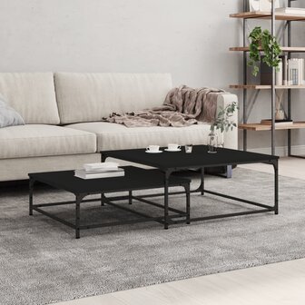 2-delige Tafeltjesset bewerkt hout zwart 1
