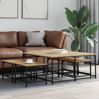 5-delige Tafeltjesset bewerkt hout sonoma eikenkleurig 1
