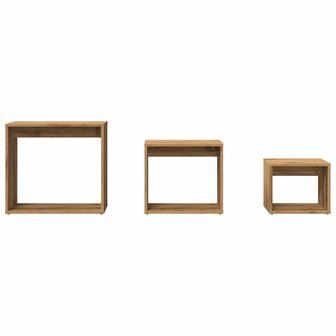 3-delige Tafeltjesset bewerkt hout artisanaal eikenkleur 4