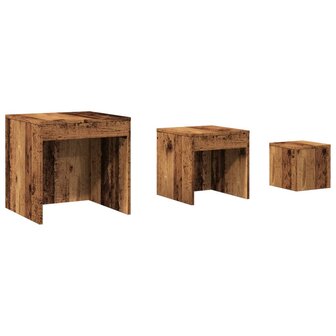 3-delige Tafeltjesset bewerkt hout oud houtkleurig 2
