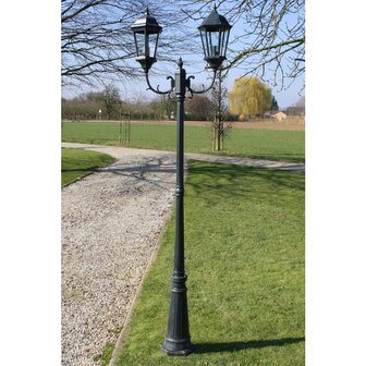 Tuinlantaarn met 2 armen 230 cm aluminium donkergroen/zwart 1