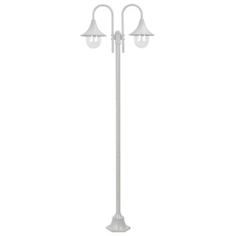 Paalverlichting tuin E27 220 cm aluminium wit 2-delig 1