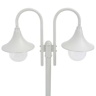 Paalverlichting tuin E27 220 cm aluminium wit 2-delig 2