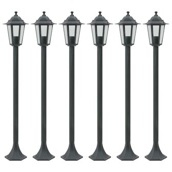 Paalverlichting voor tuin E27 110 cm aluminium donkergroen 6 st 1