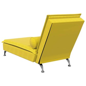 Massage chaise longue met bolster fluweel geel 6