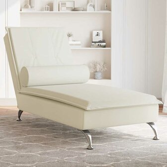 Massage chaise longue met bolster fluweel roze 1