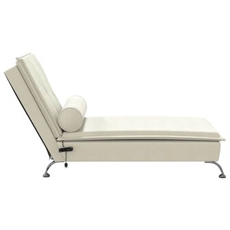 Massage chaise longue met bolster fluweel roze 5