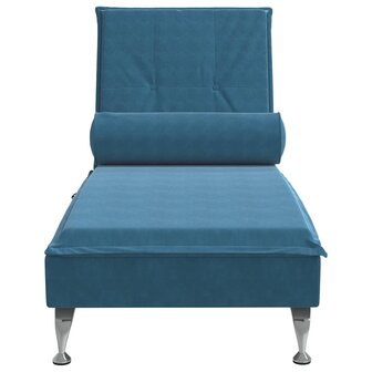 Massage chaise longue met bolster fluweel blauw 4