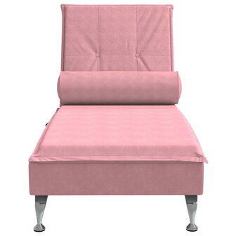 Massage chaise longue met bolster fluweel roze 4