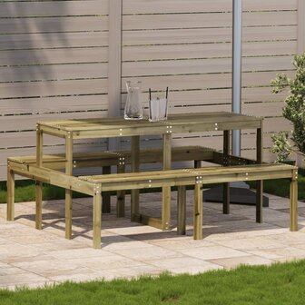 Picknicktafel 160x134x75 cm ge&iuml;mpregneerd grenenhout 1