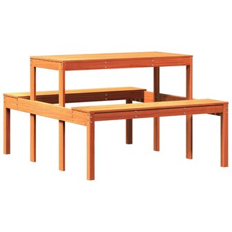 Picknicktafel 110x134x75 cm massief grenenhout wasbruin 2