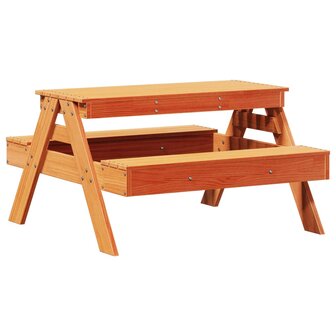 Picknicktafel voor kinderen 88x97x52 cm grenenhout wasbruin 2