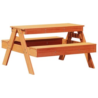 Picknicktafel voor kinderen 88x97x52 cm grenenhout wasbruin 6