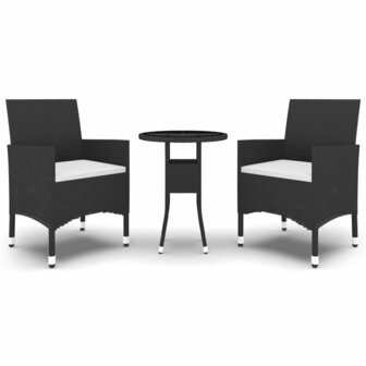 3-delige Tuinset poly rattan zwart 2