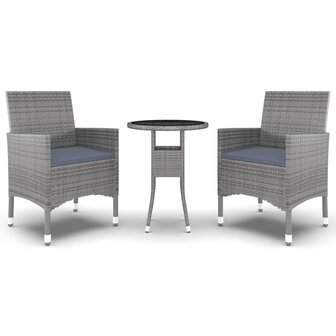 3-delige Tuinset poly rattan grijs 2