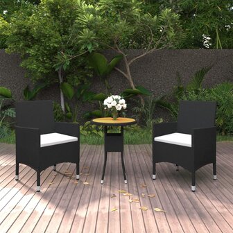 3-delige Tuinset poly rattan zwart 1