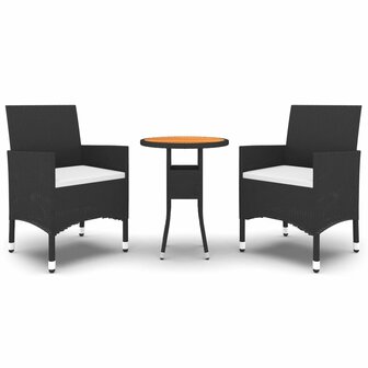 3-delige Tuinset poly rattan zwart 2