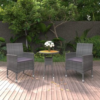 3-delige Tuinset poly rattan grijs 1