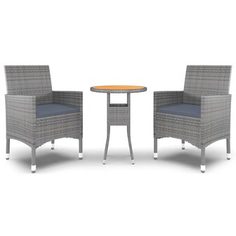 3-delige Tuinset poly rattan grijs 2