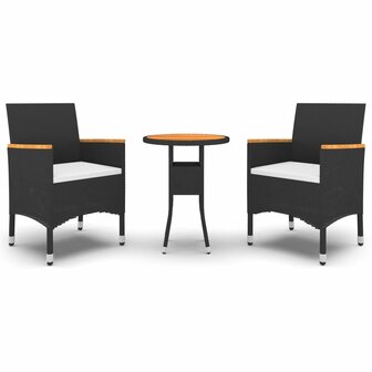 3-delige Tuinset poly rattan zwart 2