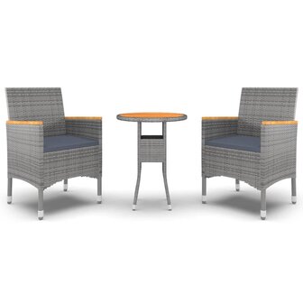 3-delige Tuinset poly rattan grijs 2