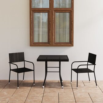 3-delige Tuinset poly rattan zwart 1