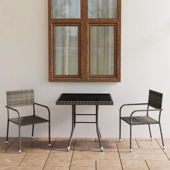 3-delige Tuinset poly rattan antracietkleurig en grijs 1