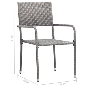 3-delige Tuinset poly rattan antracietkleurig en grijs 9
