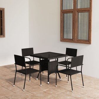 5-delige Tuinset poly rattan zwart 1