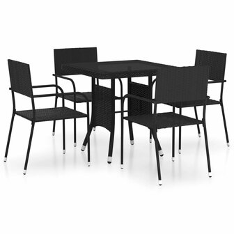 5-delige Tuinset poly rattan zwart 2