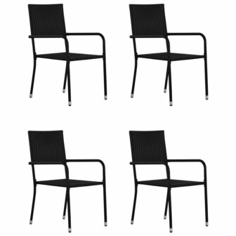 5-delige Tuinset poly rattan zwart 3