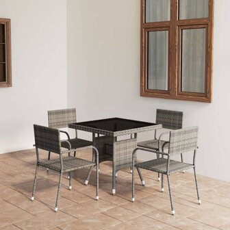 5-delige Tuinset poly rattan grijs 1