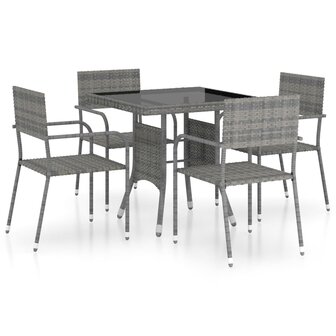 5-delige Tuinset poly rattan grijs 2