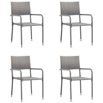 5-delige Tuinset poly rattan grijs 3