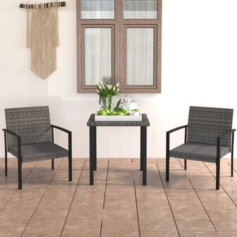 3-delige Tuinset poly rattan grijs 1
