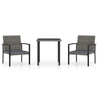 3-delige Tuinset poly rattan grijs 2
