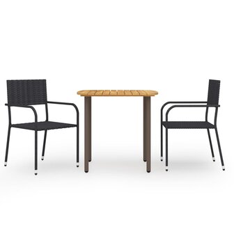 3-delige Tuinset poly rattan zwart 1