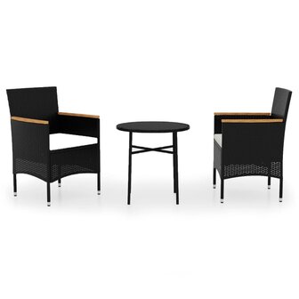 3-delige Tuinset poly rattan zwart 2
