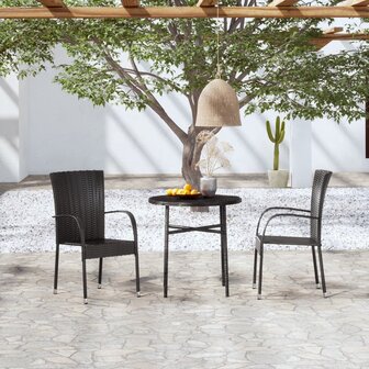 3-delige Tuinset poly rattan zwart 1