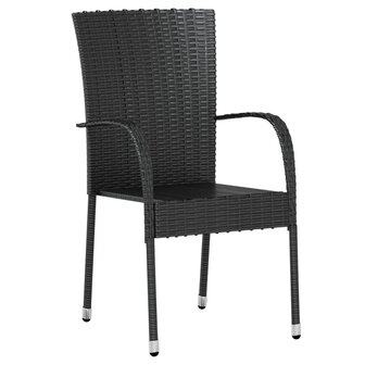 3-delige Tuinset poly rattan zwart 3
