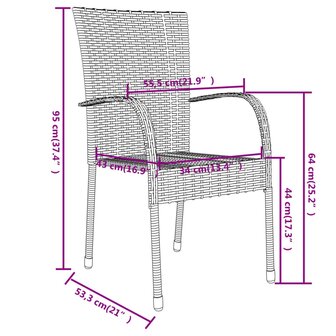 3-delige Tuinset poly rattan zwart 7