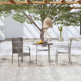 3-delige Tuinset poly rattan grijs 1