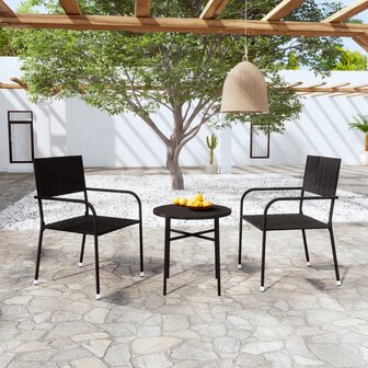3-delige Tuinset poly rattan zwart 1