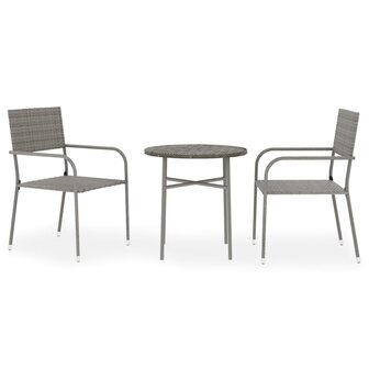3-delige Tuinset poly rattan grijs 2