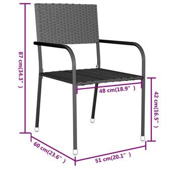 3-delige Tuinset poly rattan grijs 8