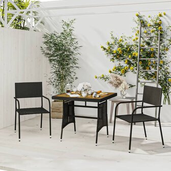 3-delige Tuinset poly rattan zwart 1