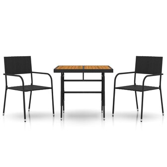 3-delige Tuinset poly rattan zwart 2